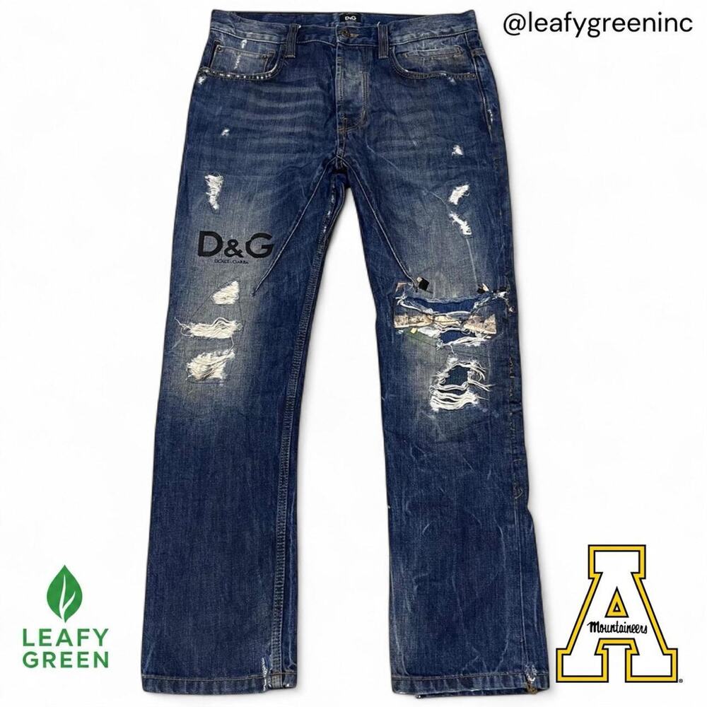 VTG 2000s SS03 D&G Patchwork Dark Wash Italian Denim Jeans us sz 32x28